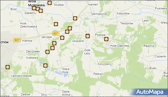 mapa Gołe Łazy, Gołe Łazy na mapie Targeo