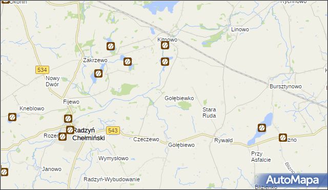 mapa Gołębiewko gmina Gruta, Gołębiewko gmina Gruta na mapie Targeo