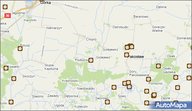 mapa Golejewo gmina Pakosław, Golejewo gmina Pakosław na mapie Targeo