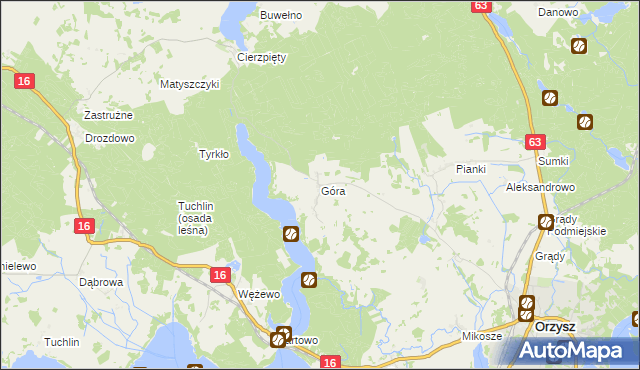 mapa Góra gmina Orzysz, Góra gmina Orzysz na mapie Targeo