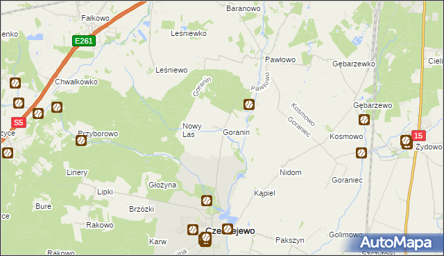mapa Goranin gmina Czerniejewo, Goranin gmina Czerniejewo na mapie Targeo