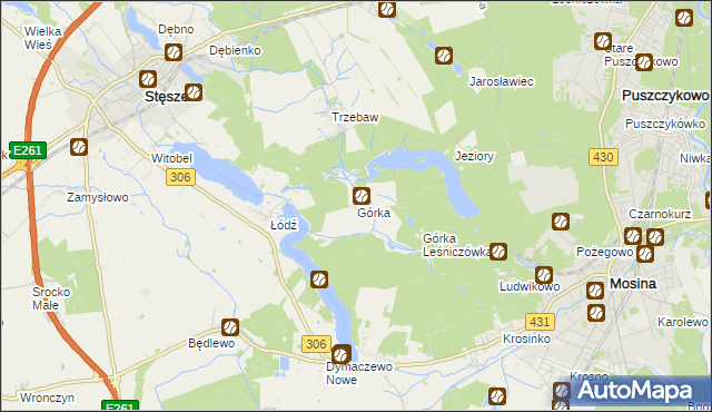 mapa Górka gmina Stęszew, Górka gmina Stęszew na mapie Targeo