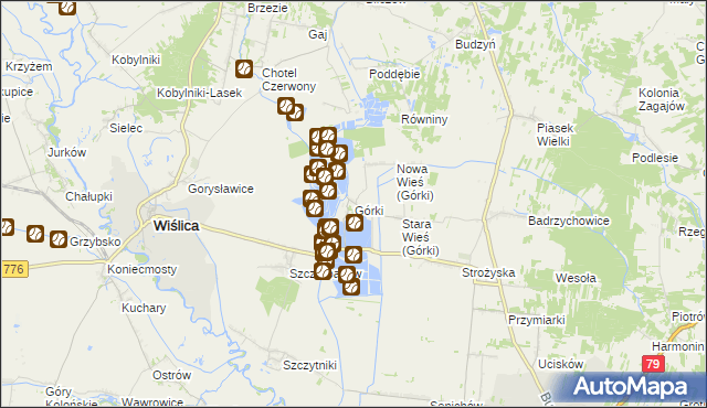 mapa Górki gmina Wiślica, Górki gmina Wiślica na mapie Targeo