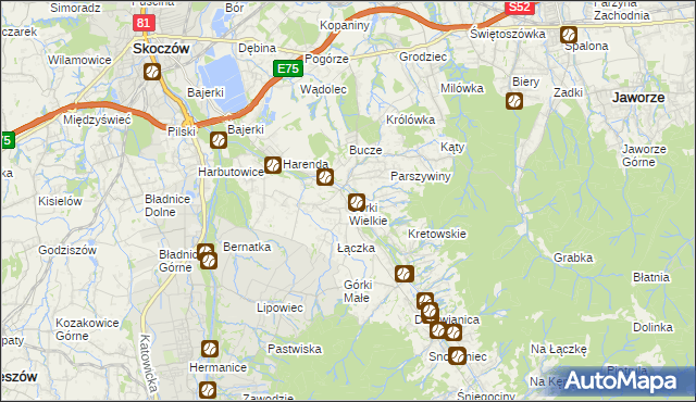 mapa Górki Wielkie, Górki Wielkie na mapie Targeo