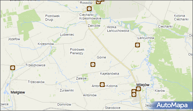 mapa Górne gmina Milejów, Górne gmina Milejów na mapie Targeo