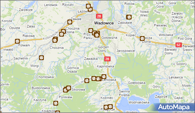 mapa Gorzeń Górny, Gorzeń Górny na mapie Targeo