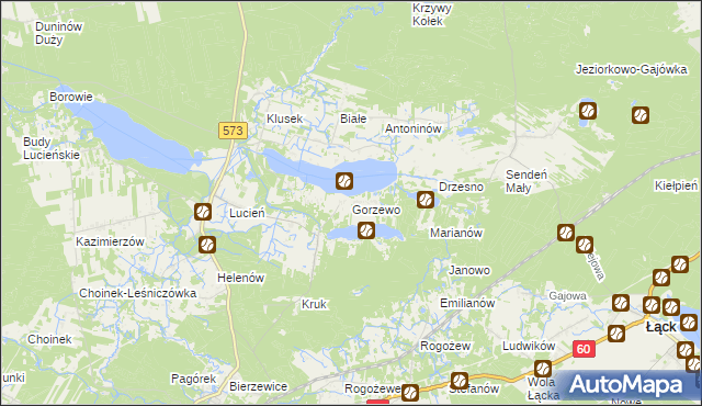 mapa Gorzewo gmina Gostynin, Gorzewo gmina Gostynin na mapie Targeo