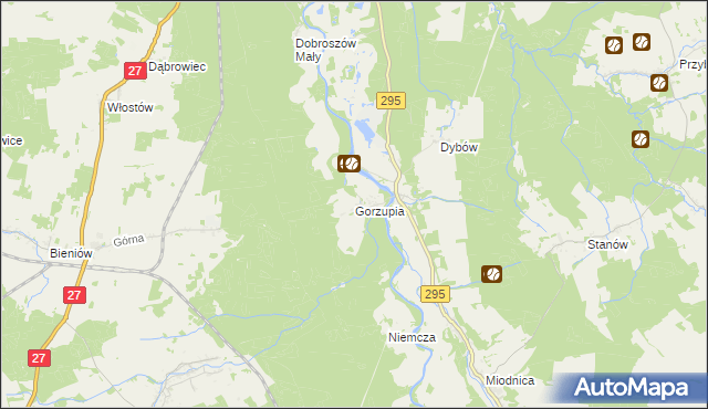 mapa Gorzupia gmina Żagań, Gorzupia gmina Żagań na mapie Targeo