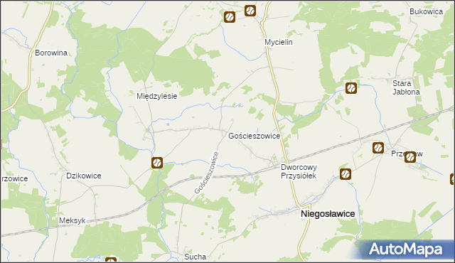 mapa Gościeszowice, Gościeszowice na mapie Targeo