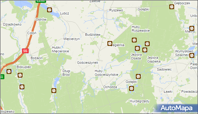 mapa Gościeszyn gmina Rogowo, Gościeszyn gmina Rogowo na mapie Targeo