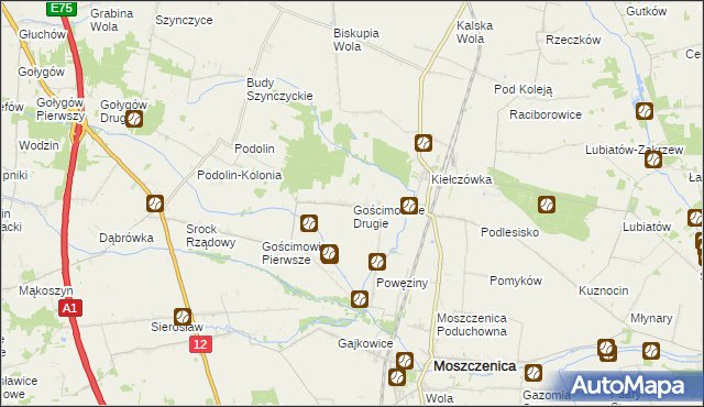 mapa Gościmowice Drugie, Gościmowice Drugie na mapie Targeo