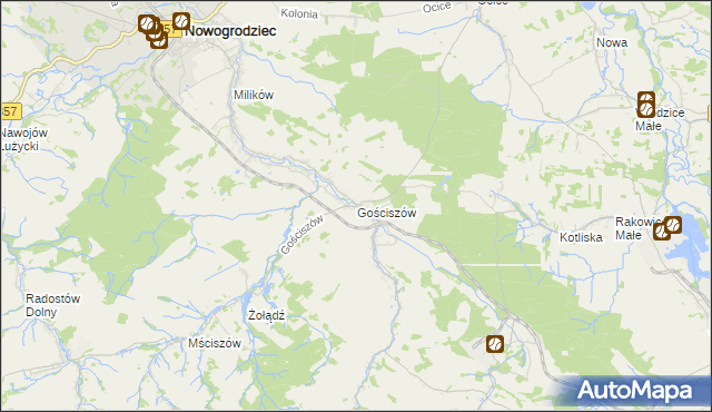 mapa Gościszów, Gościszów na mapie Targeo