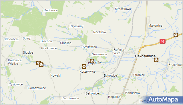 mapa Goszowice, Goszowice na mapie Targeo