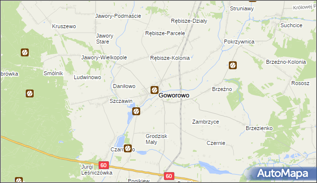 mapa Goworowo powiat ostrołęcki, Goworowo powiat ostrołęcki na mapie Targeo