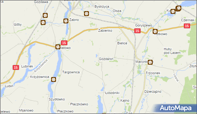 mapa Gozdanin gmina Mogilno, Gozdanin gmina Mogilno na mapie Targeo