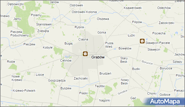 mapa Grabów powiat łęczycki, Grabów powiat łęczycki na mapie Targeo