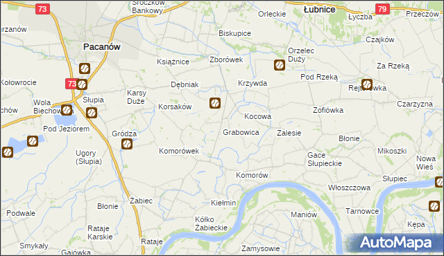 mapa Grabowica gmina Pacanów, Grabowica gmina Pacanów na mapie Targeo