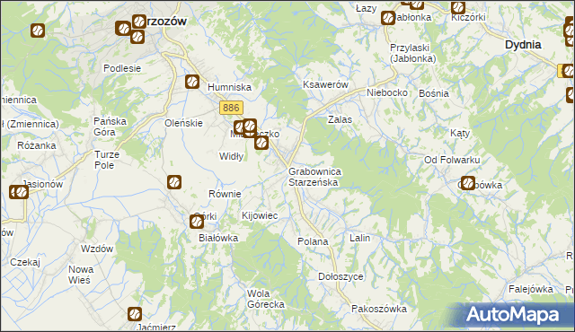 mapa Grabownica Starzeńska, Grabownica Starzeńska na mapie Targeo