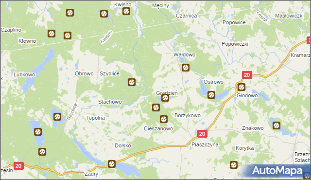 mapa Grądzień, Grądzień na mapie Targeo