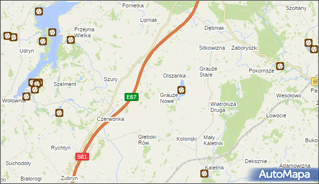 mapa Grauże Nowe, Grauże Nowe na mapie Targeo