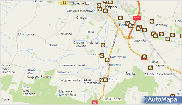 mapa Grębanin, Grębanin na mapie Targeo