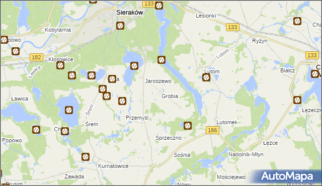 mapa Grobia, Grobia na mapie Targeo