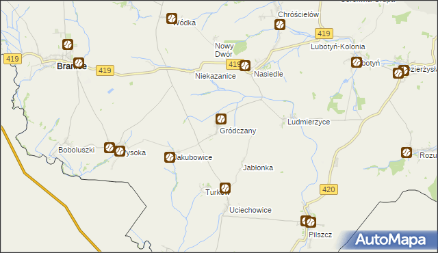 mapa Gródczany, Gródczany na mapie Targeo