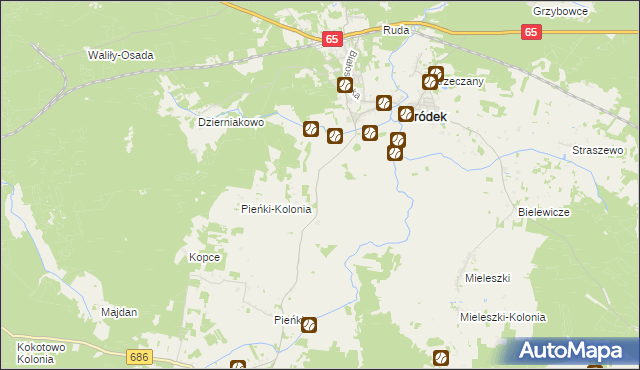 mapa Gródek-Kolonia gmina Gródek, Gródek-Kolonia gmina Gródek na mapie Targeo