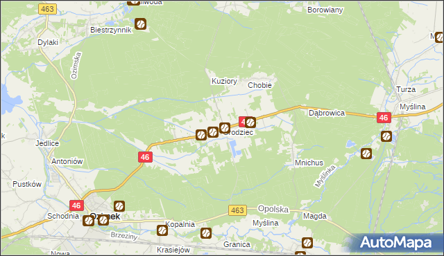 mapa Grodziec gmina Ozimek, Grodziec gmina Ozimek na mapie Targeo