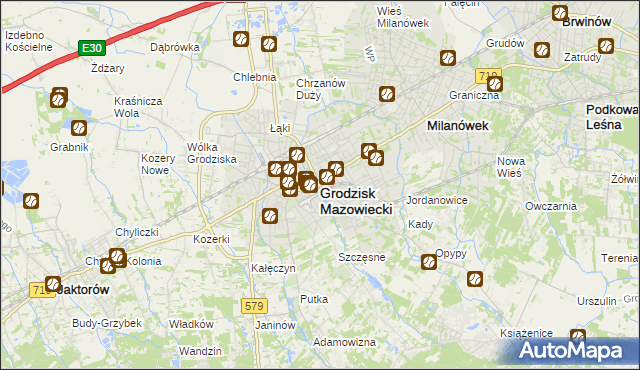 mapa Grodzisk Mazowiecki, Grodzisk Mazowiecki na mapie Targeo