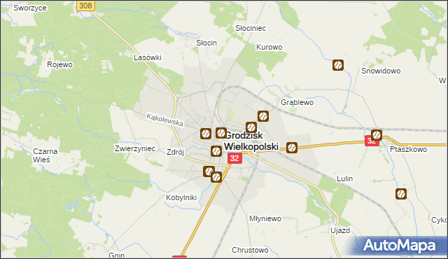 mapa Grodzisk Wielkopolski, Grodzisk Wielkopolski na mapie Targeo