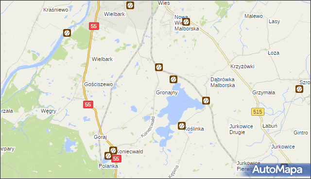 mapa Gronajny, Gronajny na mapie Targeo