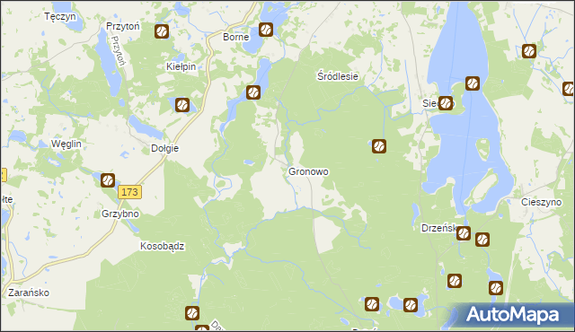 mapa Gronowo gmina Ostrowice, Gronowo gmina Ostrowice na mapie Targeo