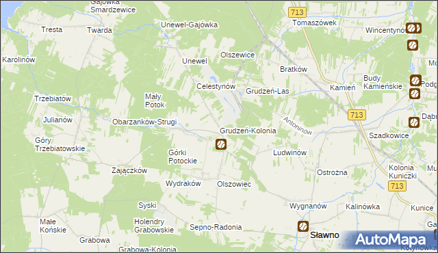 mapa Grudzeń-Kolonia, Grudzeń-Kolonia na mapie Targeo