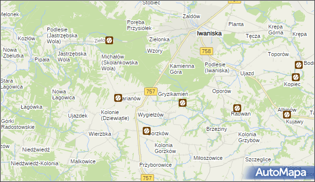 mapa Gryzikamień, Gryzikamień na mapie Targeo