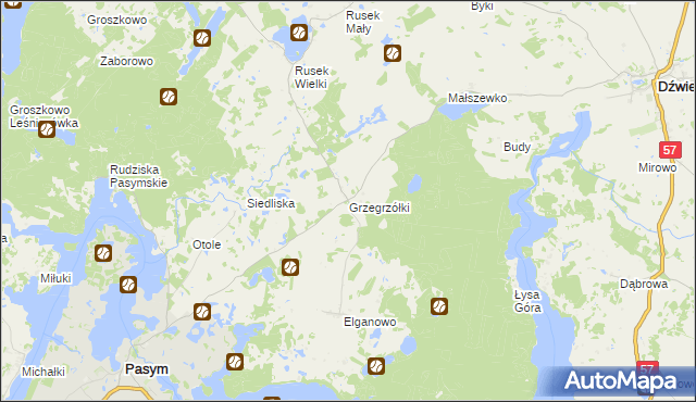 mapa Grzegrzółki, Grzegrzółki na mapie Targeo