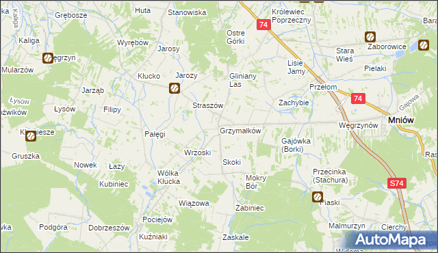 mapa Grzymałków, Grzymałków na mapie Targeo