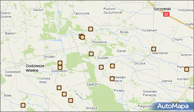 mapa Guzdek, Guzdek na mapie Targeo