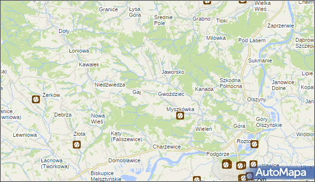 mapa Gwoździec gmina Zakliczyn, Gwoździec gmina Zakliczyn na mapie Targeo