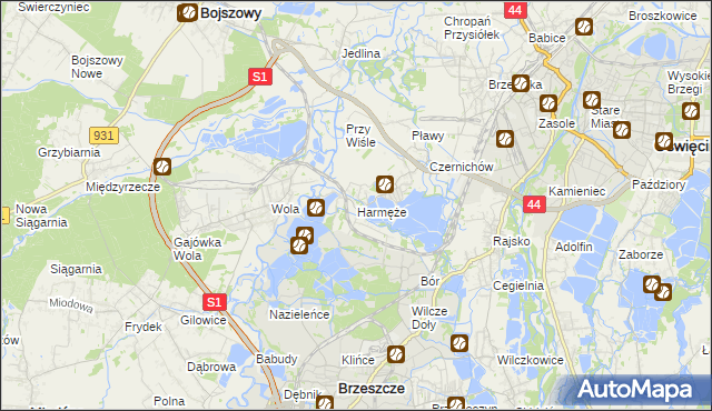 mapa Harmęże, Harmęże na mapie Targeo