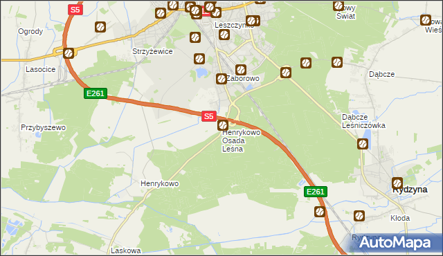 mapa Henrykowo Osada Leśna, Henrykowo Osada Leśna na mapie Targeo