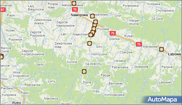 mapa Homrzyska, Homrzyska na mapie Targeo