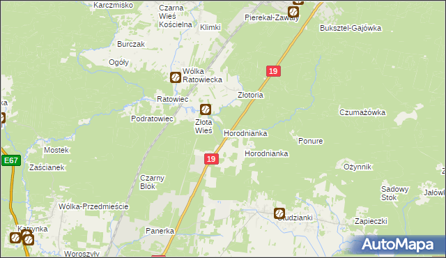 mapa Horodnianka gmina Czarna Białostocka, Horodnianka gmina Czarna Białostocka na mapie Targeo