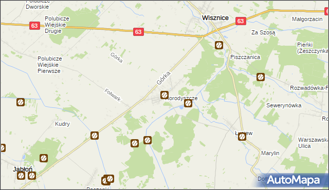 mapa Horodyszcze gmina Wisznice, Horodyszcze gmina Wisznice na mapie Targeo