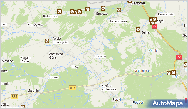 mapa Hucisko gmina Leżajsk, Hucisko gmina Leżajsk na mapie Targeo