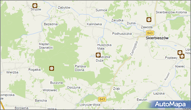 mapa Huszczka Duża, Huszczka Duża na mapie Targeo