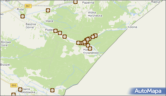 mapa Huta Kryształowa, Huta Kryształowa na mapie Targeo