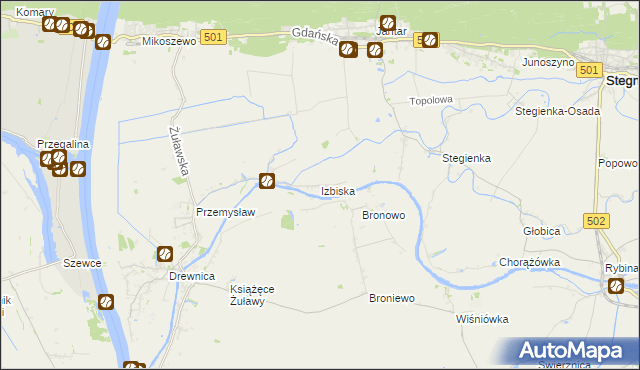 mapa Izbiska gmina Stegna, Izbiska gmina Stegna na mapie Targeo