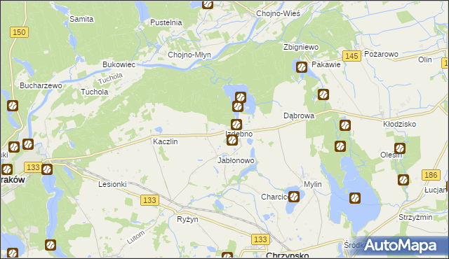 mapa Izdebno gmina Sieraków, Izdebno gmina Sieraków na mapie Targeo