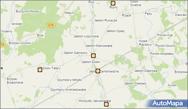 mapa Jabłoń Kościelna, Jabłoń Kościelna na mapie Targeo